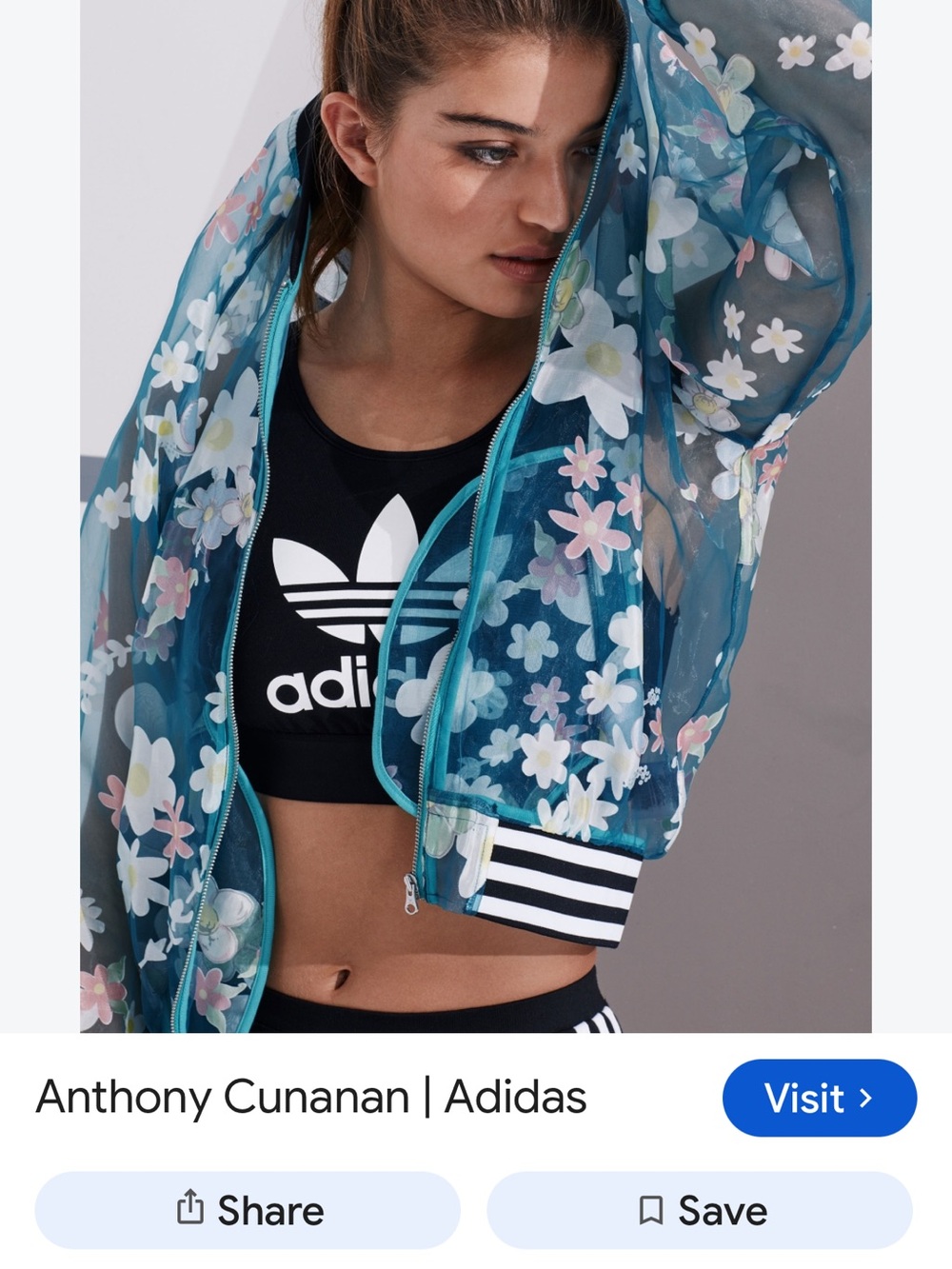 adidas Sheer Teal Floral Bomber Jacket